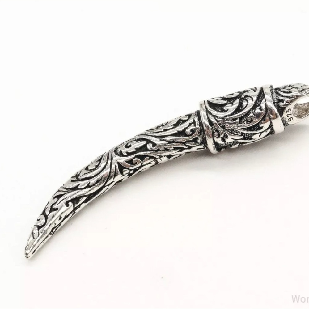 Silver Ornate Curved Pendant